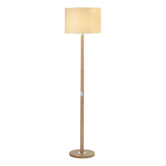 Dar Avenue Floor Lamp Light Wood Polished Chrome With Shade
