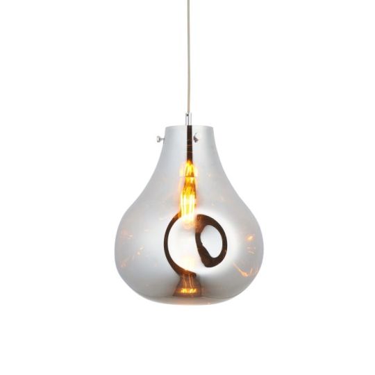 Blackstone Brillara 1 lt 550-1645mm x 320mm Single Pendant Light Finished In Chrome Metallic Glass & Chrome Plate