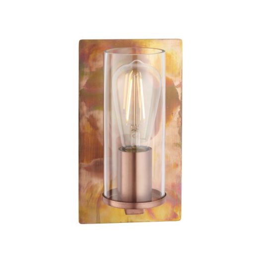 Blackstone Trumio 1 lt 138mm x 255mm x 140mm Metal Wall Light Finished In Copper Patina Plate & Clear Glass