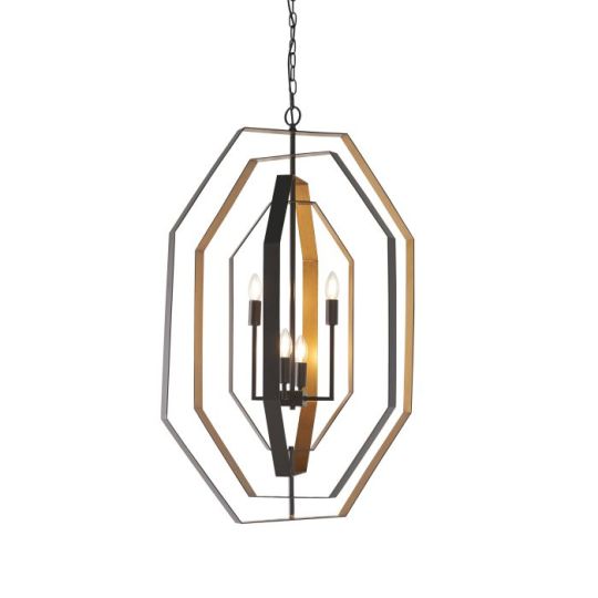 Blackstone Eclaire 4 lt 1090-2580mm x 640mm Multi Arm Lamp Pendant Light Finished In Aged Bronze Effect & Antique Gold Paint