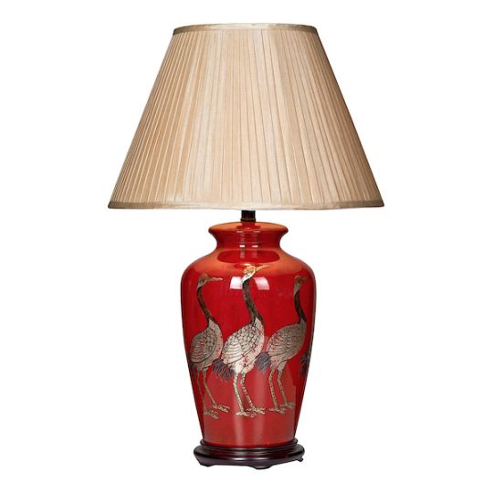 Dar Bertha Table Lamp Red With Bird Detail Base Only