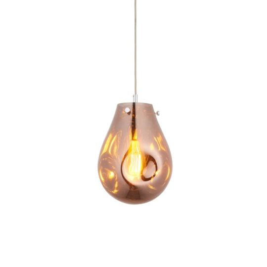 Blackstone Brillara 1 lt 465-1570mm x 220mm Single Pendant Light Finished In Copper Metallic Glass & Chrome Plate