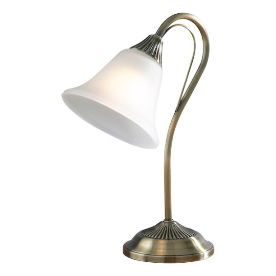 Dar Boston Table Lamp Antique Brass Opaque Glass