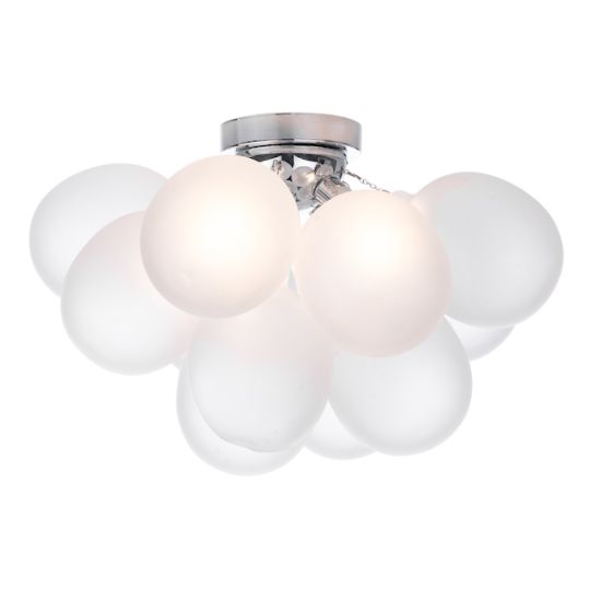 Dar Bubbles 4 Light Flush Polished Chrome Frosted Glass