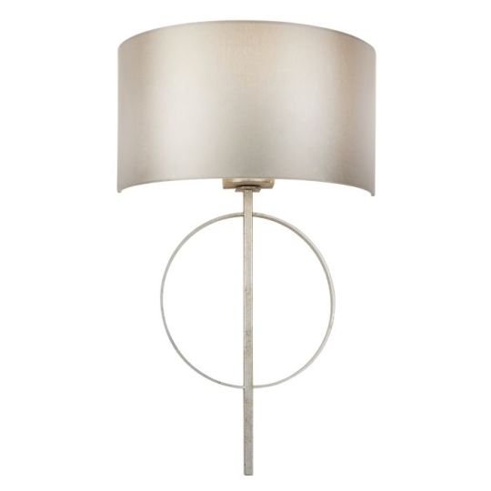 Blackstone Bastonique 1 lt 140mm x 520mm x 320mm Shade Wall Light Finished In Antique Silver Leaf & Mink Satin Fabric