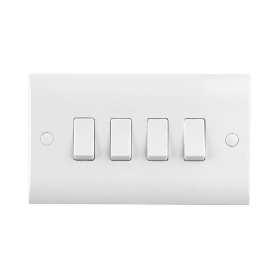 Saxby Curved Edge 10Ax 4G 2-Way Switch in White