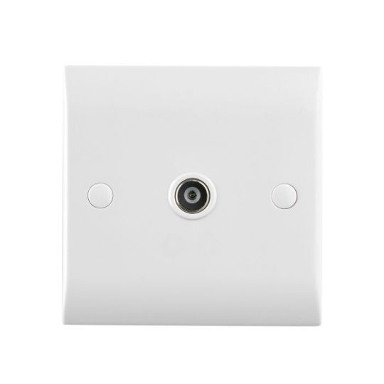 Saxby Curved Edge Coax Tv Socket (Isolated) in White