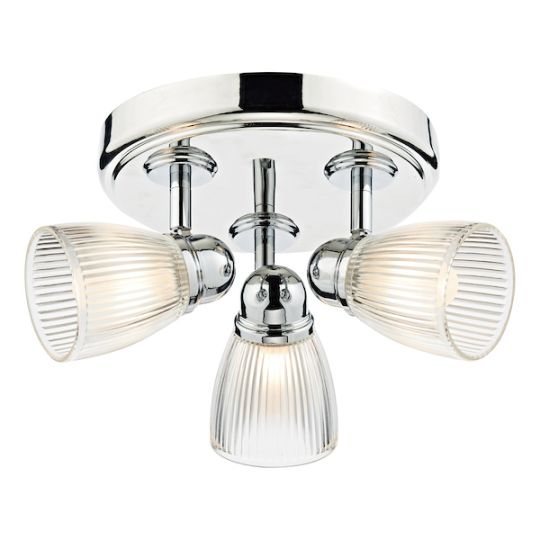 Dar Cedric Bathroom 3 Light Spotlight Polished Chrome Glass IP44