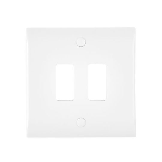 Saxby Curved Edge 2G Grid Front Plate in White