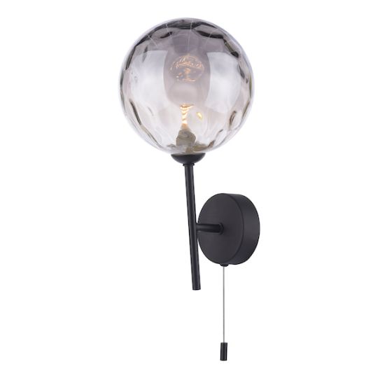Dar Cohen Wall Light Matt Black Smoked Dimpled 150mm Glass