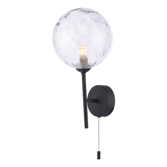 Dar Cohen Wall Light Matt Black Clear Dimpled 150mm glass