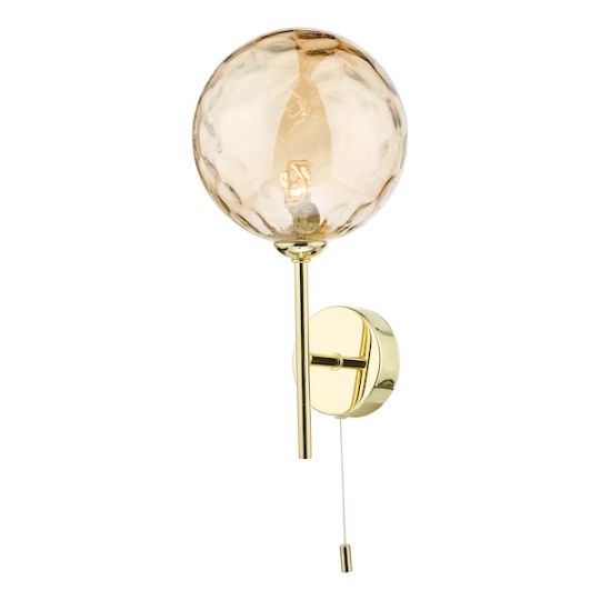 Dar Cohen Wall Light Polished Gold Champagne Dimpled 150mm glass