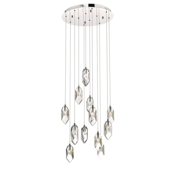 Dar Crystal 12 Light Cluster Pendant Polished Chrome & Crystal