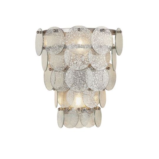 Blackstone Auralight 2 lt 176mm x 368mm x 322mm Shade Wall Light Finished In Antique Silver Paint & Mercury Glass