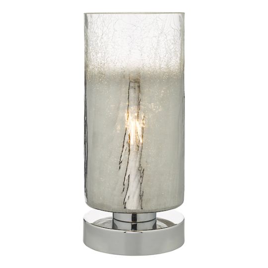 Dar Deena Touch Table Lamp Polished Chrome Crackle Glass