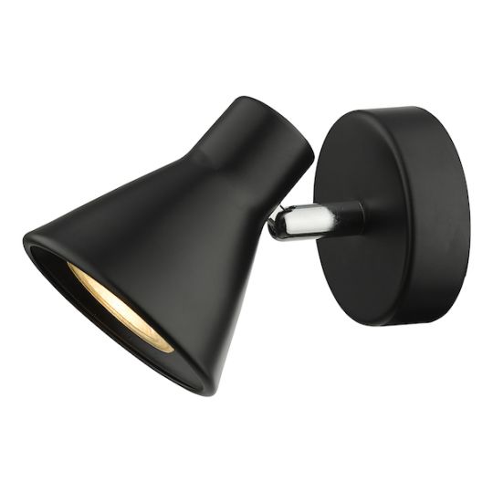 Dar Diza Single Wall Spotlight Matt Black Polished Chrome