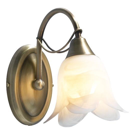 Dar Doublet Wall Light Antique Brass Alabaster Glass