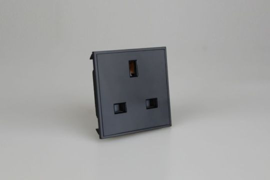 Varilight Black 13A UK Socket Unswitched (2 DataGrid Spaces)