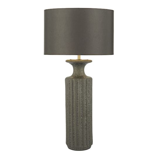 Dar Dugan Table Lamp Black Volcanic Glaze With Shade