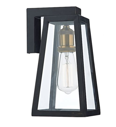Dar Duval Outdoor Wall Light Black Glass IP43