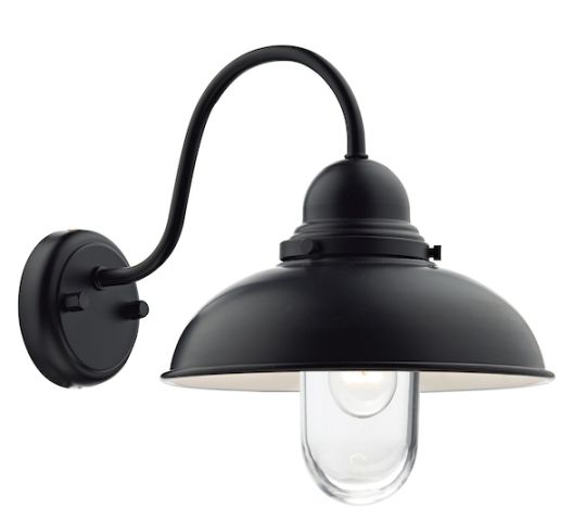 Dar Dynamo Outdoor Wall Light Matt Black Glass IP44