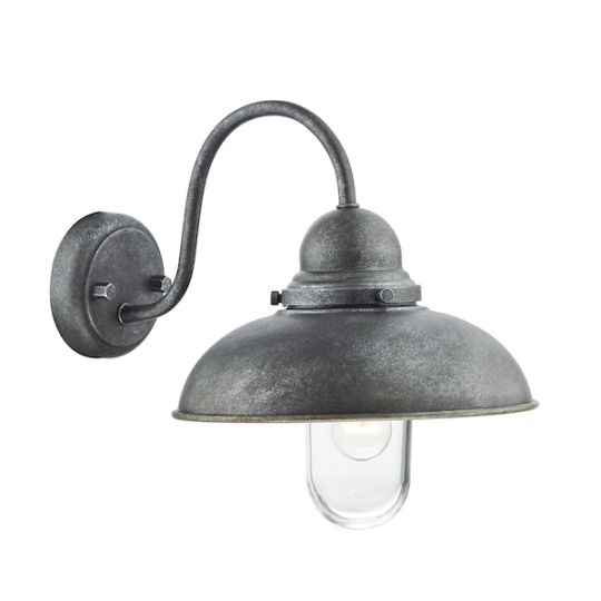Dar Dynamo Outdoor Wall Light Aged Iron Glass IP44