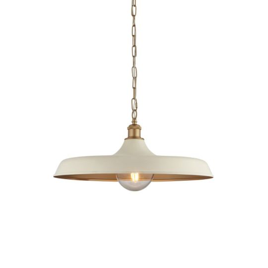 Blackstone Quintalight 1 lt 375-1690mm x 500mm Single Pendant Light Finished In Matt Warm White & Satin Gold Paint