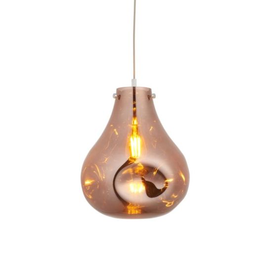 Blackstone Brillara 1 lt 550-1645mm x 320mm Single Pendant Light Finished In Copper Metallic Glass & Chrome Plate