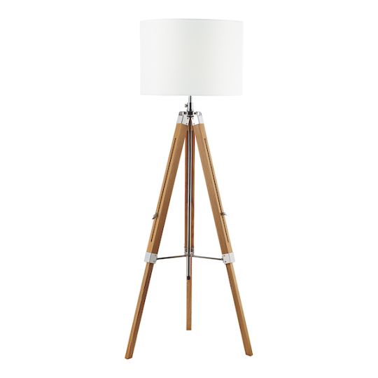 Dar Easel Tripod Floor Lamp Light Wood Polished Chrome Base Only