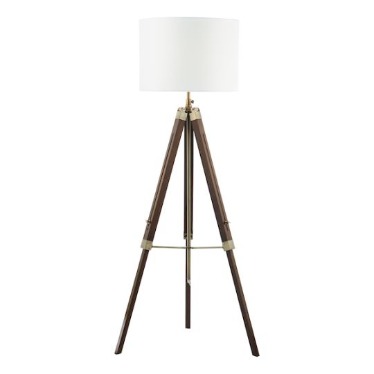 Dar Easel Tripod Floor Lamp Dark Wood Antique Brass Base Only