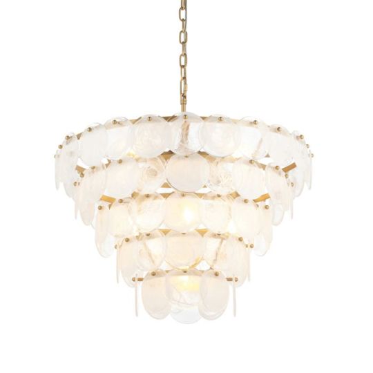 Blackstone Auralight 9 lt 680-2125mm x 635mm Single Pendant Light Finished In Antique Gold Paint With White & Clear Glass