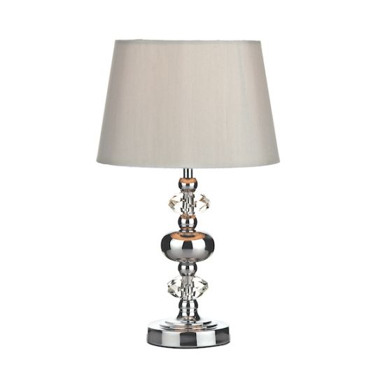 Dar Edith Touch Table Lamp Polished Chrome with Shade
