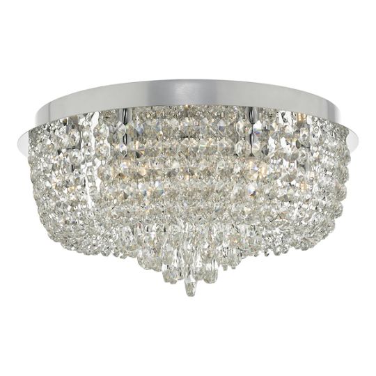 Dar Eitan 9 Light Beaded Flush Clear and Polished Chrome
