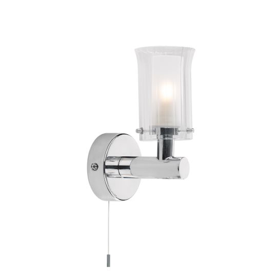 Dar Elba Bathroom Wall Light Polished Chrome Glass IP44