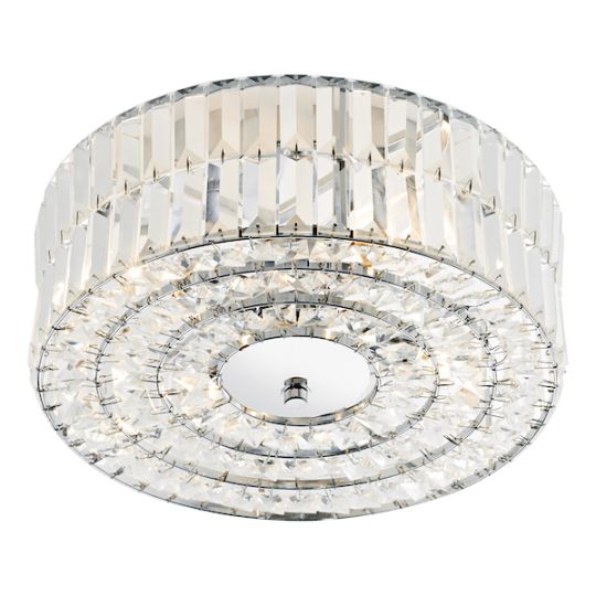 Dar Errol Crystal Semi Flush Fitting Polished Chrome