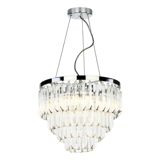 Dar Fame 5 Light Pendant Polished Chrome Glass