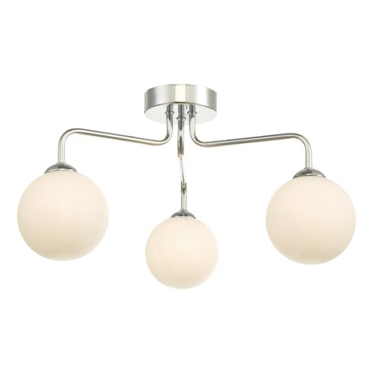Dar Feya 3 Light Semi Flush Polished Chrome Opal Glass