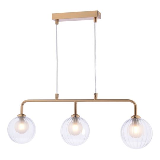 Dar Feya 3 Light Bar Pendant Antique Bronze & Clear/Opal Glass