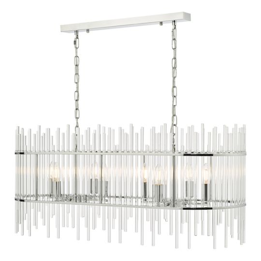 Dar Finola 8 Light Bar Pendant Polished Chrome Glass