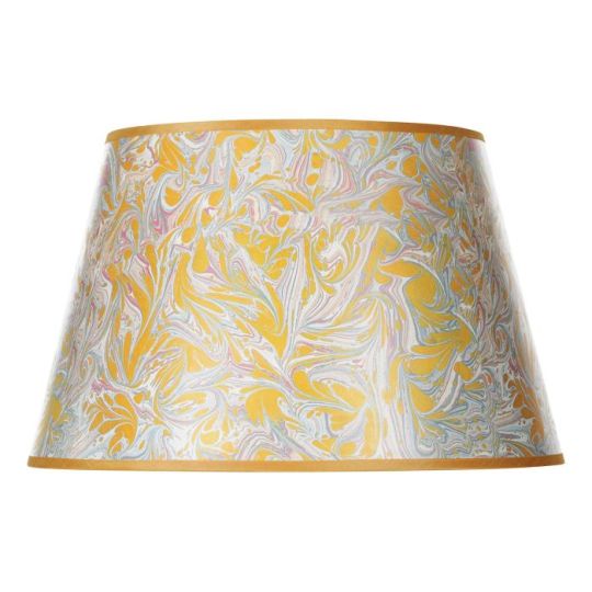 Dar Frida Yellow Marble Pattern Tapered Drum Shade 45cm
