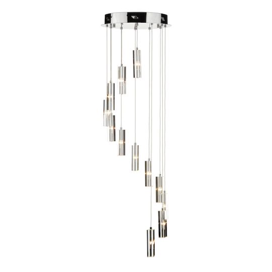 Dar Galileo 12 Light Cluster Pendant Polished Chrome Crystal LED