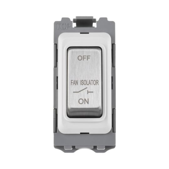 Saxby Grid 10A Fan Isolator Grid Module - Brushed Steel in Brushed Steel