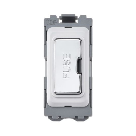 Saxby Grid 13A Fuse Holder Module - Polished Chrome in Chrome Effect Plate
