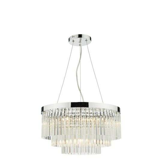 Dar Giovana 5 Light Pendant Polished Chrome Clear Glass