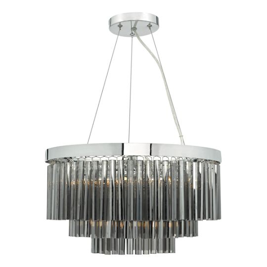 Dar Giovana 5 Light Pendant Polished Chrome & Smoked Glass