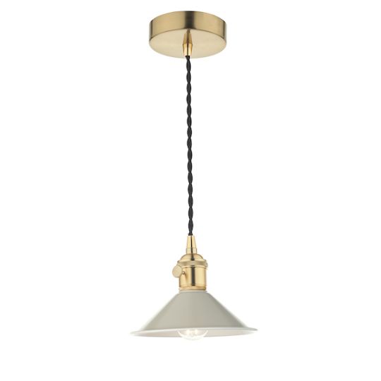 Dar Hadano 1 Light Pendant Natural Brass With Cashmere Shade
