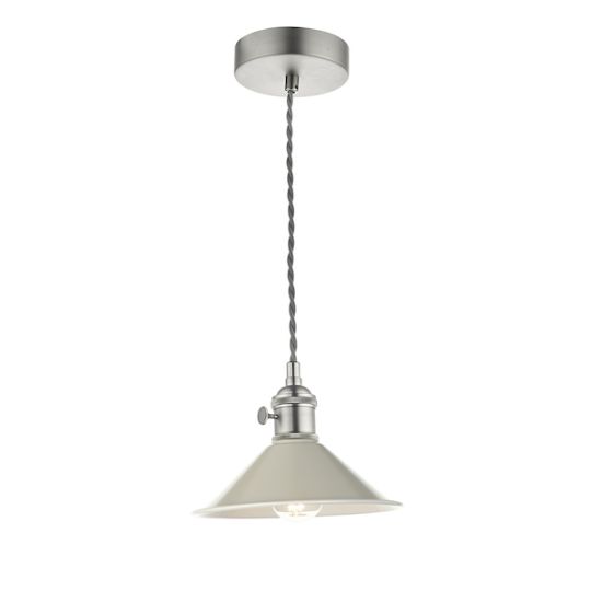 Dar Hadano 1 Light Pendant Antique Chrome With Cashmere Shade