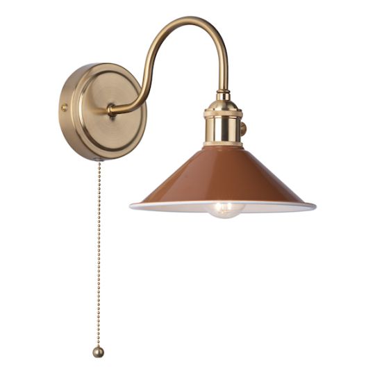 Dar Hadano Wall Light Natural Brass With Umber Shade