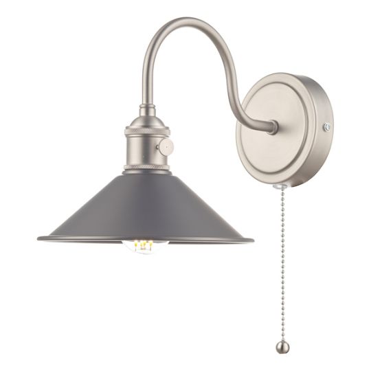 Dar Hadano Wall Light Antique Chrome With Antique Pewter Shade