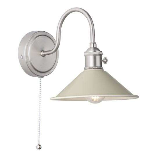 Dar Hadano Wall Light Antique Chrome With Cashmere Shade